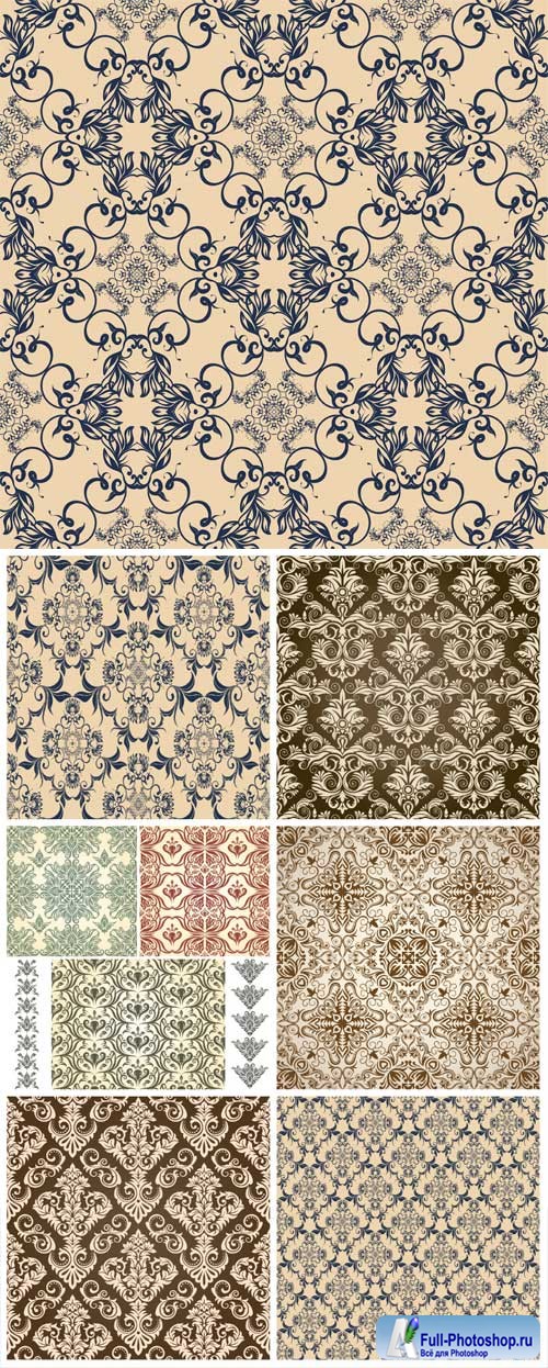 Seamless golden patterns in vector