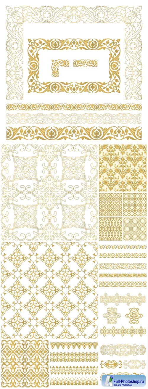 Gold patterns and ornaments in vector