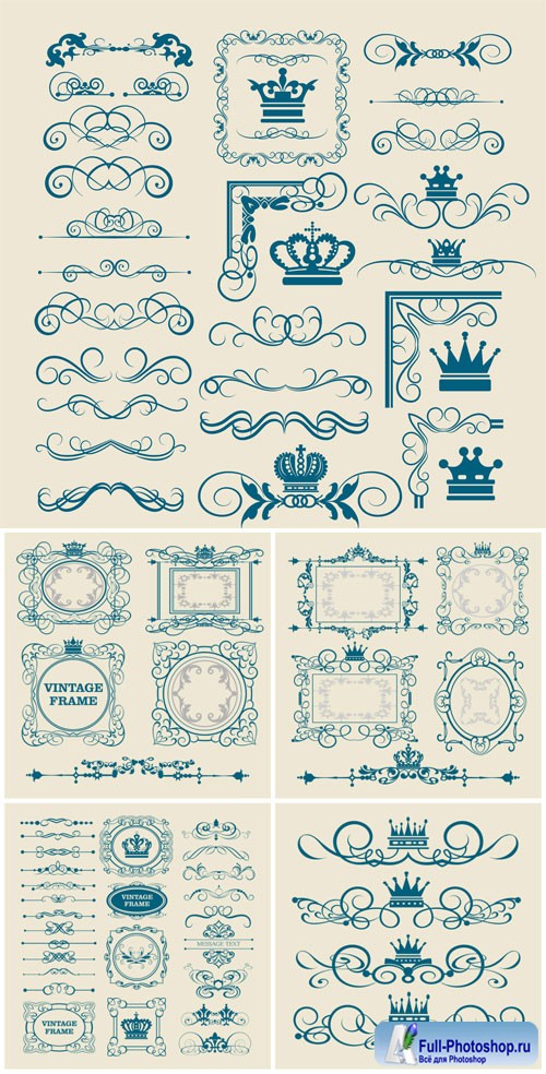 Retro frames and ornaments in vector