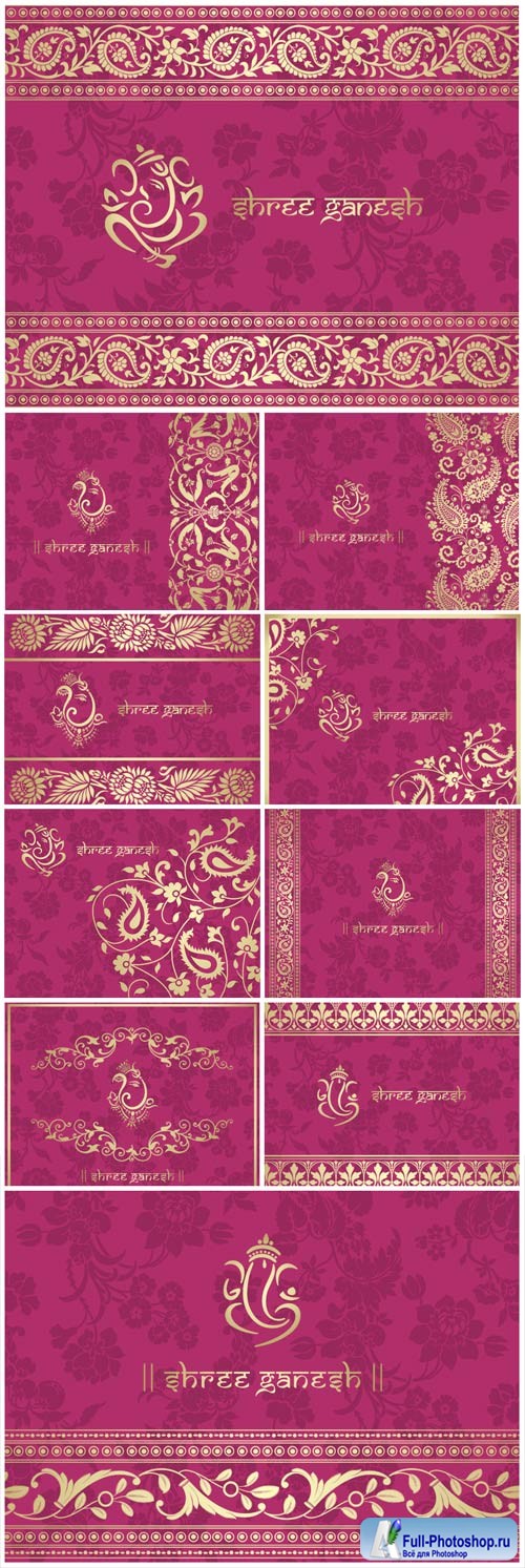 Indian backgrounds with ornaments in vector