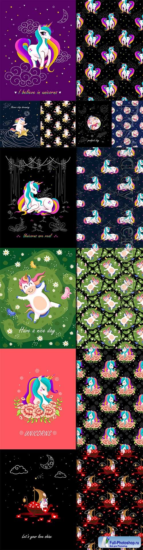 Unicorn a real seamles vector pattern