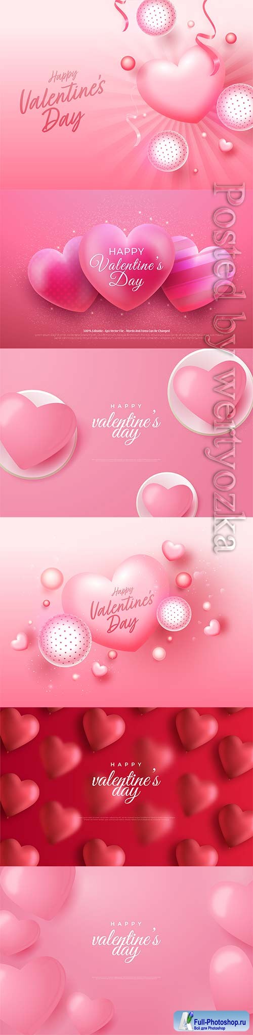 Valentine's day with realistic vector hearts