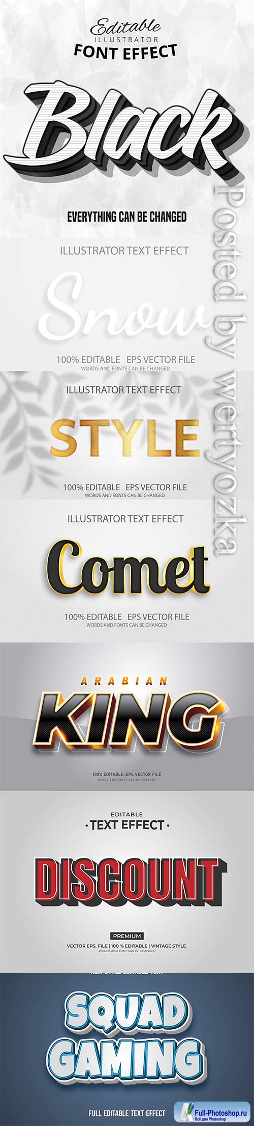 3d editable text style effect vector vol 255