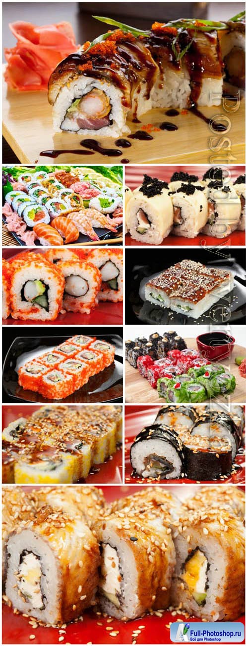Sets of sushi with ginger stock photo