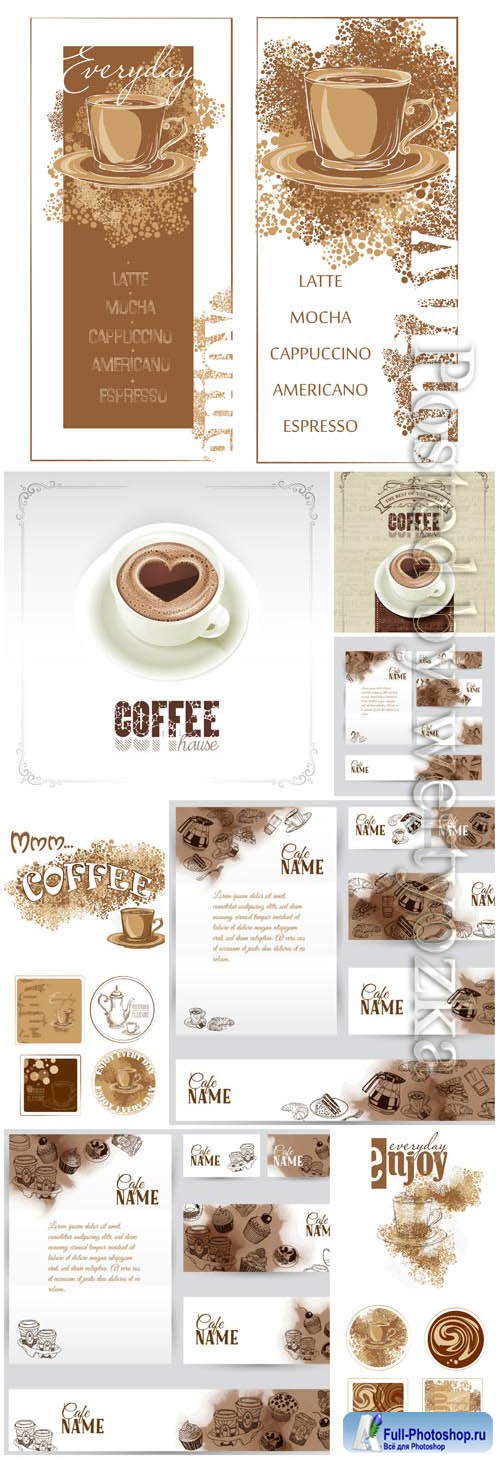 Banners with the image of coffee in vector