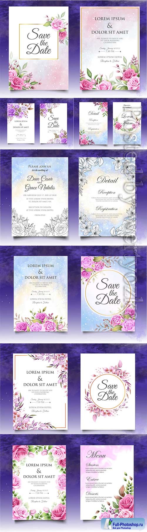 Floral  invitation template wedding