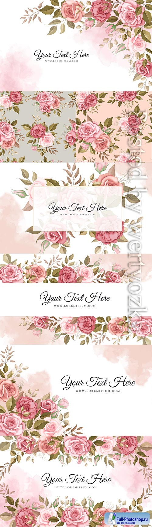 Elegant floral vector background with romantic roses