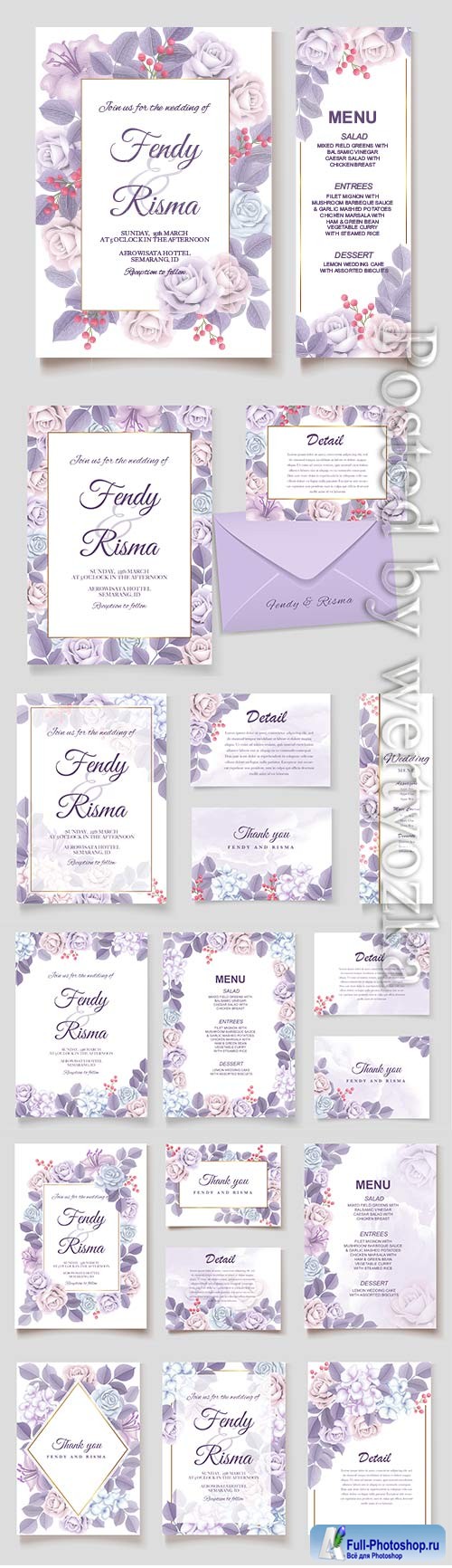 Elegant vector wedding invitation floral design