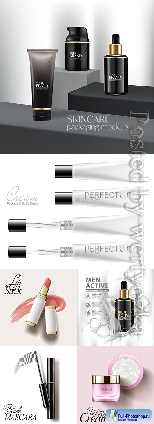 Cosmetic bottle package vector product poster