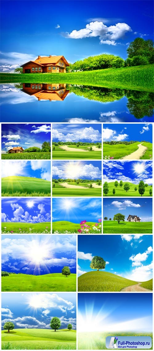 Beautiful nature, rivers and meadows with grass stock photo