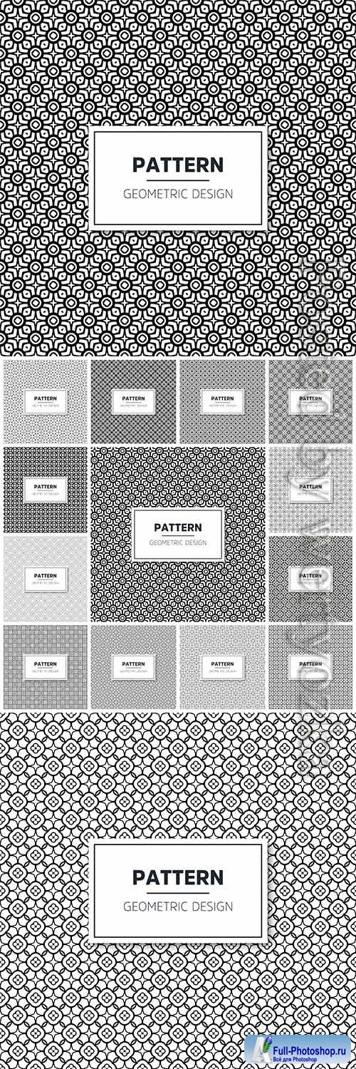 Seamless geometric black and white vector pattern