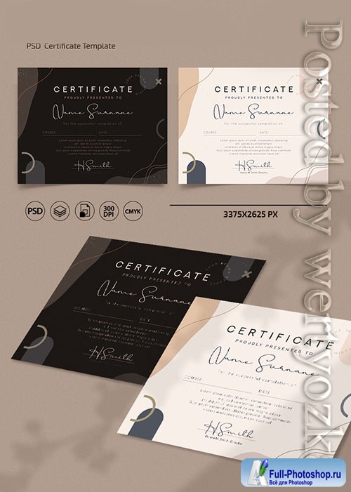 Certificates and diplomas templates in psd