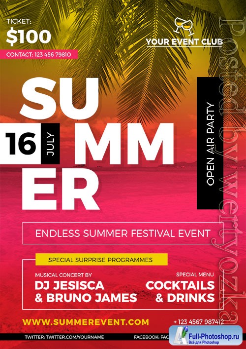 Summer Event Flyer PSD Design Template