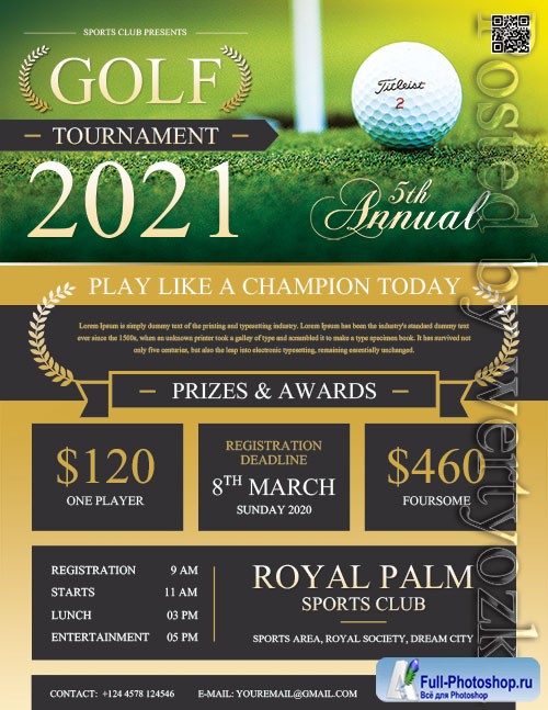 Modern Golf Tournament Flyer PSD Design Template