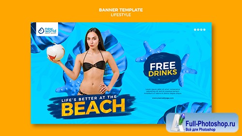 Horizontal psd banner for summer beach vacation