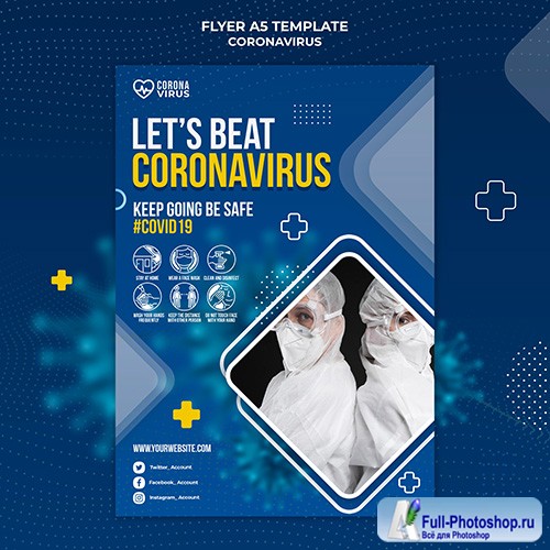 Psd vertical flyer template for coronavirus awareness 