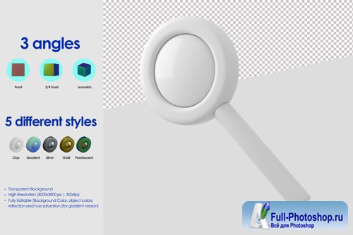 3d magnifier icon psd design template