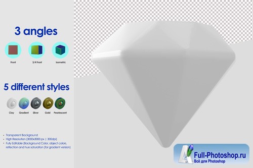 3d diamond icon psd design template