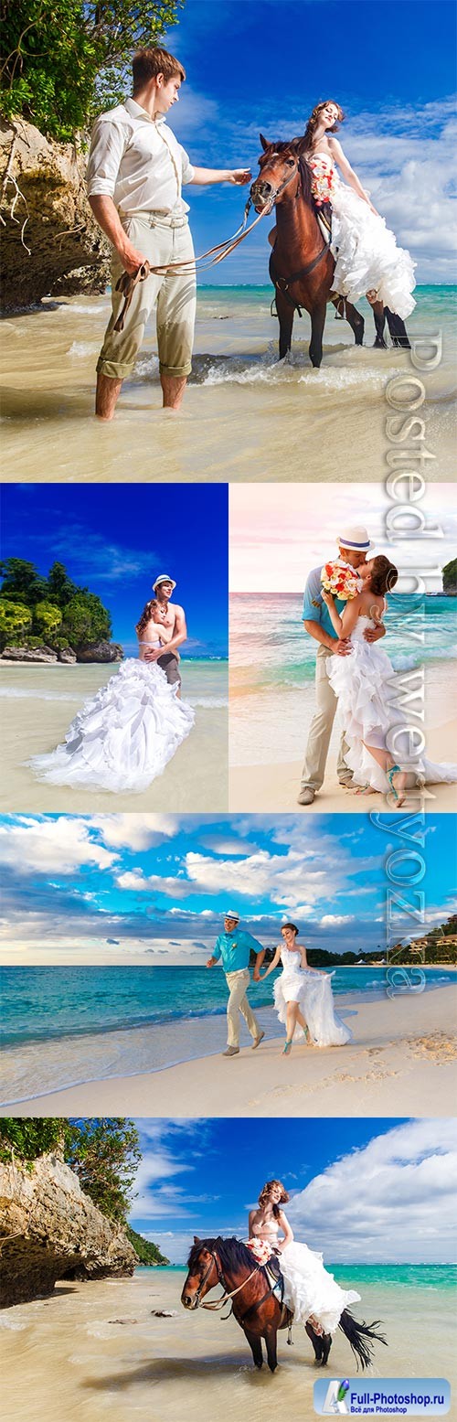 Loving couples on the seashore stock photo