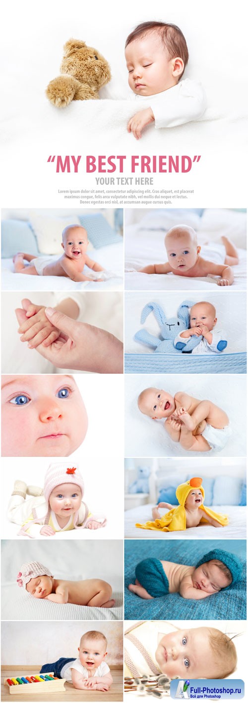 Little kids with soft toys stock photo