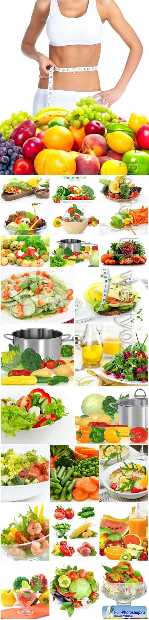 Healthy food, fresh vegetables and fruits stock photo