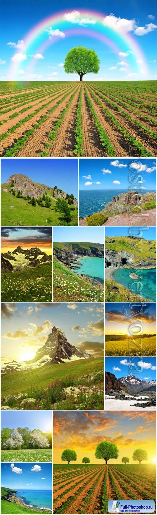 Beautiful nature mountains and meadows stock photo