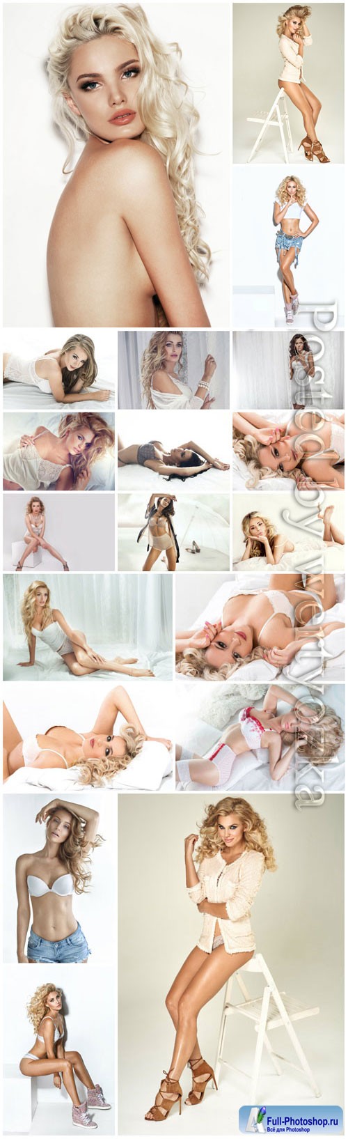 Beautiful blonde girls in lingerie stock photo