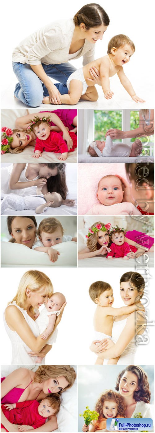 Little children with mothers stock photo