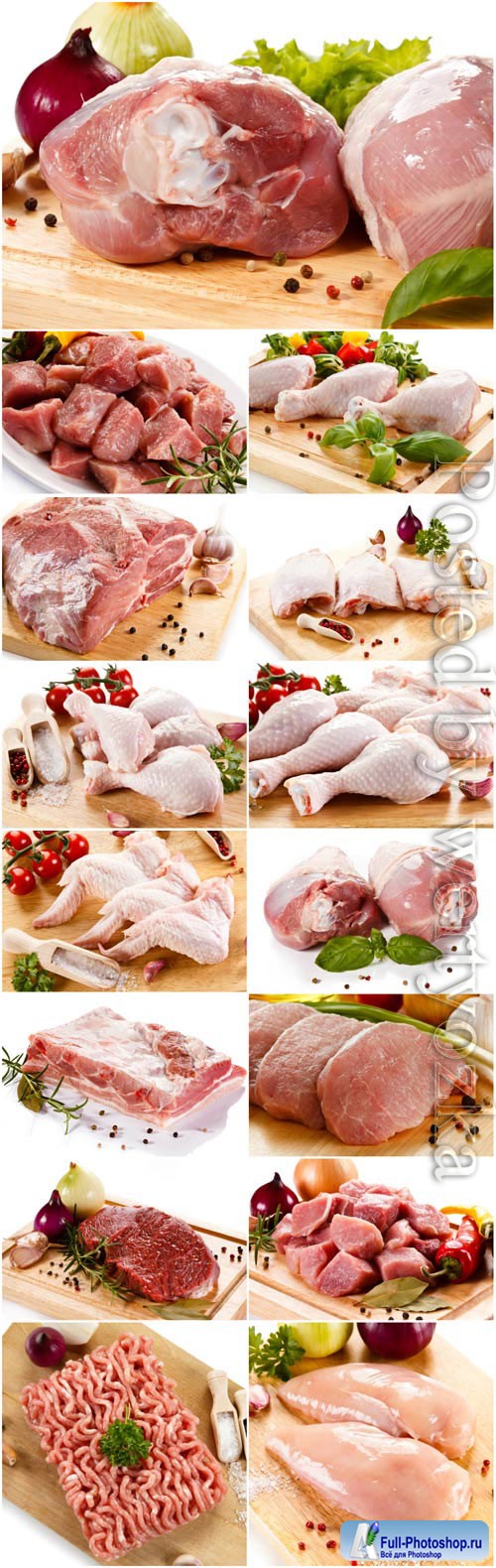 Fresh pork and chicken meat stock photo
