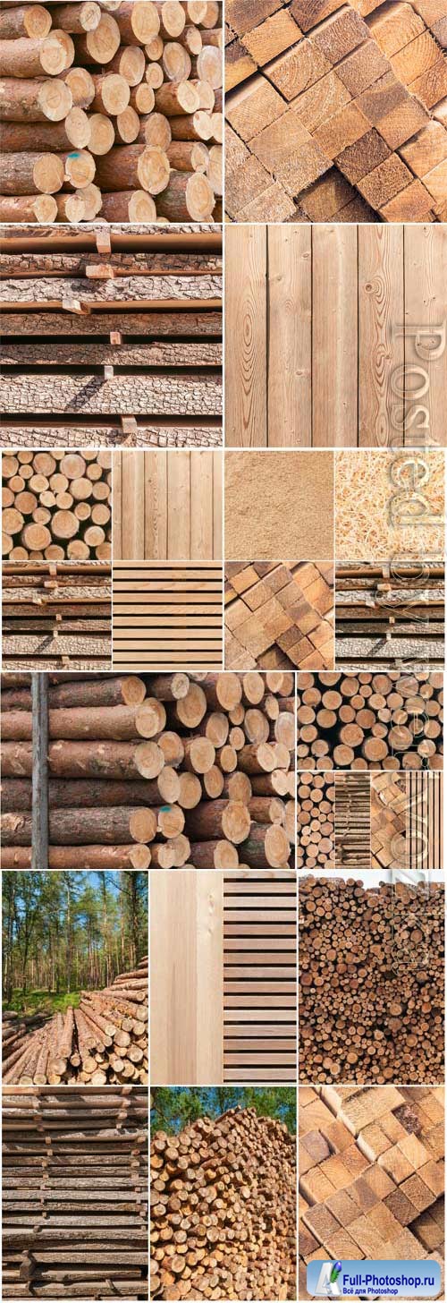 Wood, firewood and boards stock photo