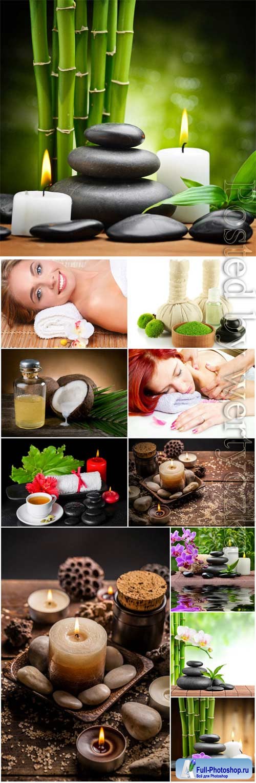 Spa composition and girls stock photo