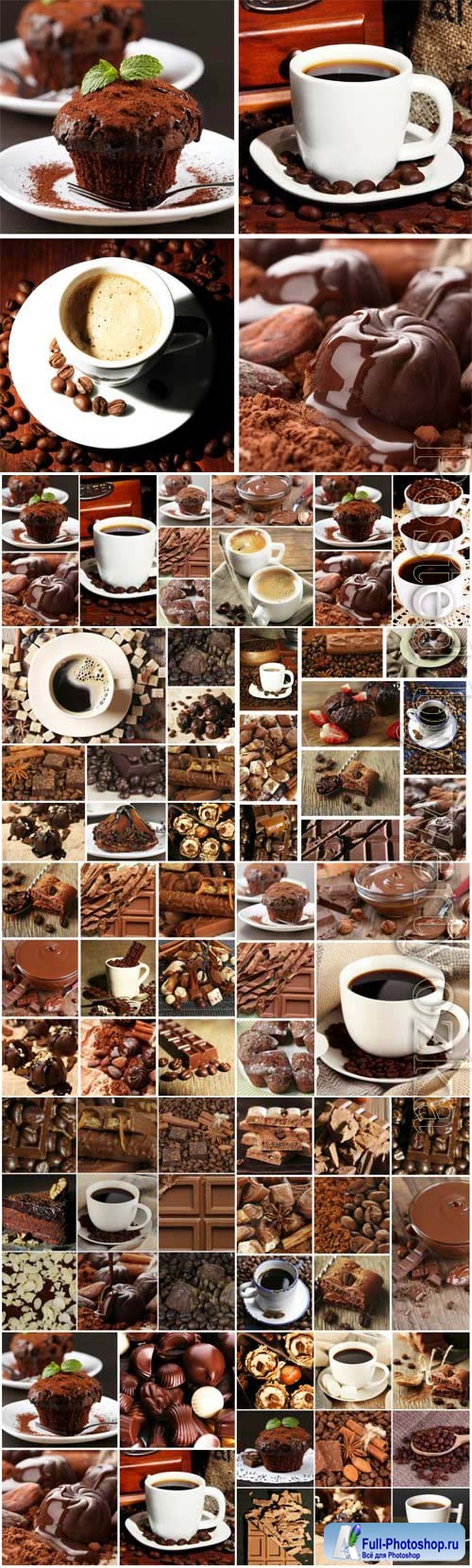 Chocolate and coffee stock photo