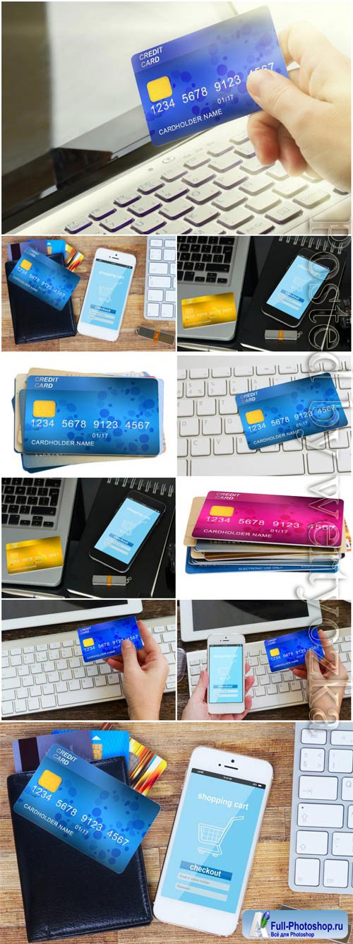 Credit cards, modern technology stock photo