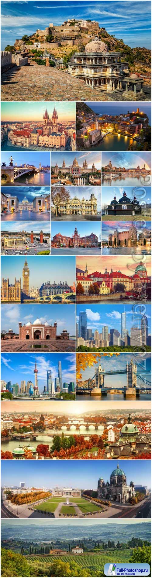 Beautiful architecture of different countries of the world stock photo