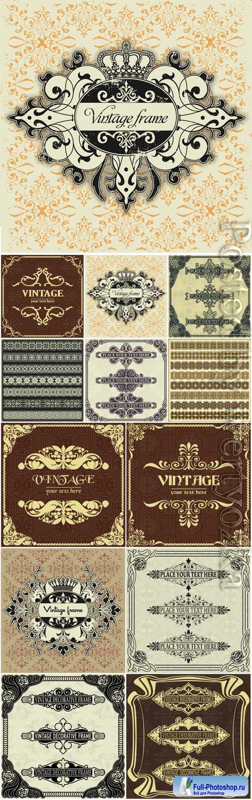 Frames and vintage backgrounds in vector