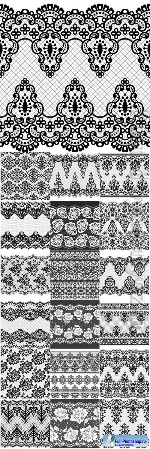 Black and white lace patterns in vector