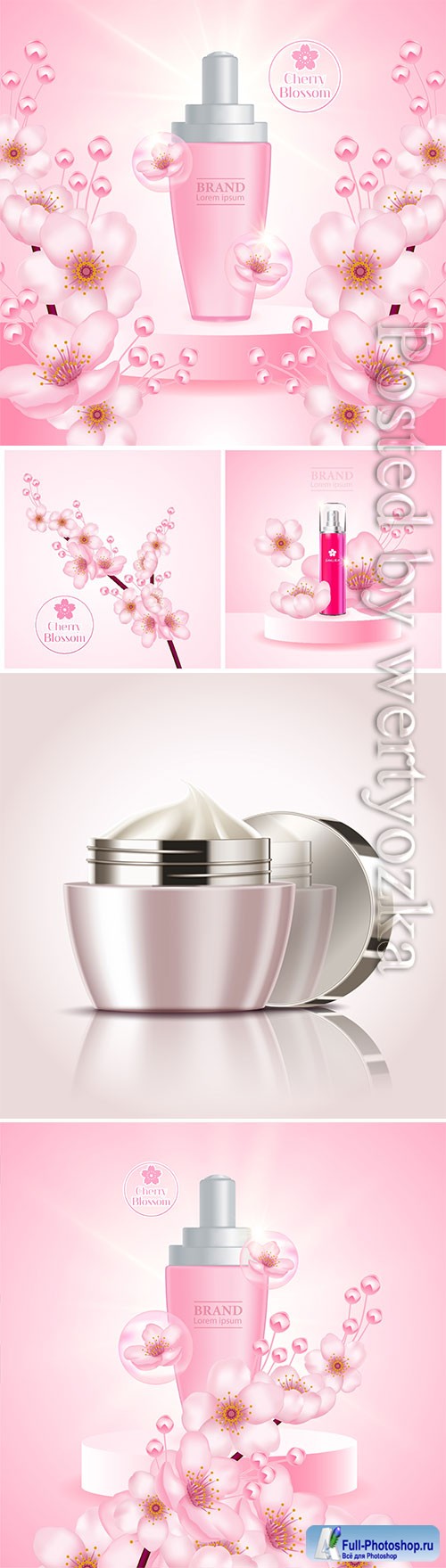 Cherry blossom cream serum product illustration