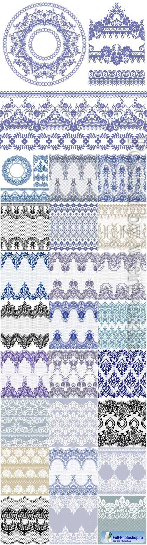 Backgrounds with lace beautiful patterns in vector