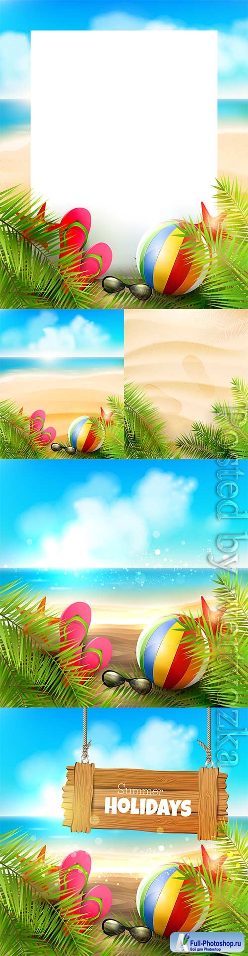 Summer vacation, sea, palm trees, cocktails in vector vol 8
