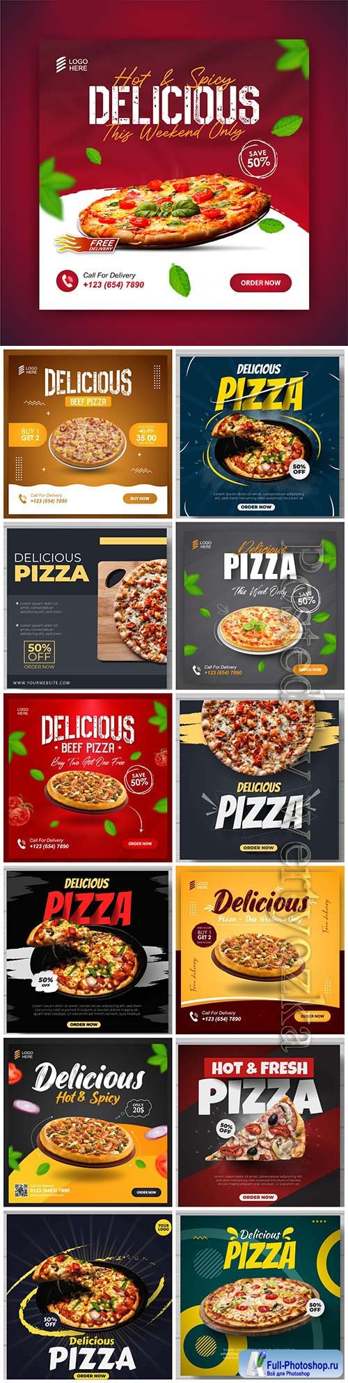 Pizza food social media promotion and banner post template