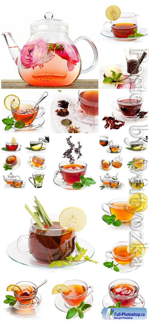 Tea with mint and lemon stock photo