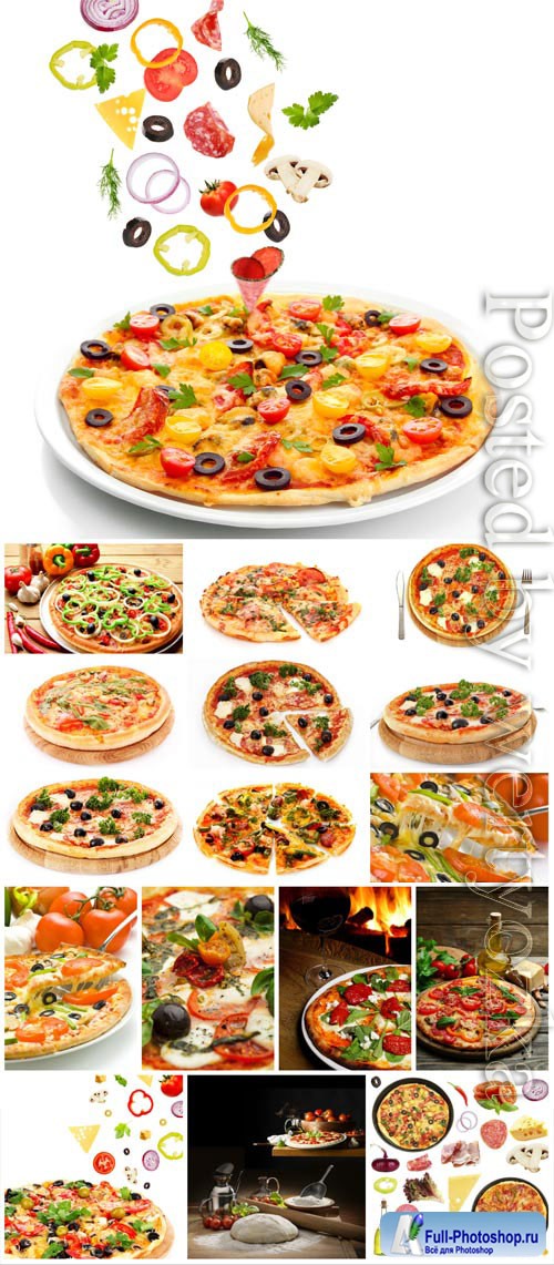 Pizza with various fillings stock photo