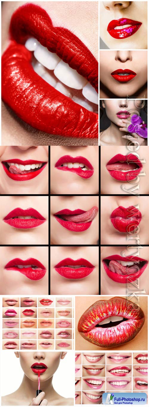 Lips and lipstick stock photo