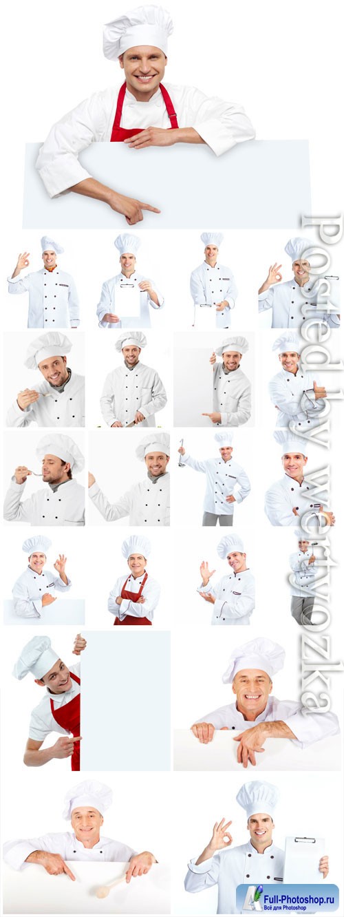 Chef with white poster stock photo