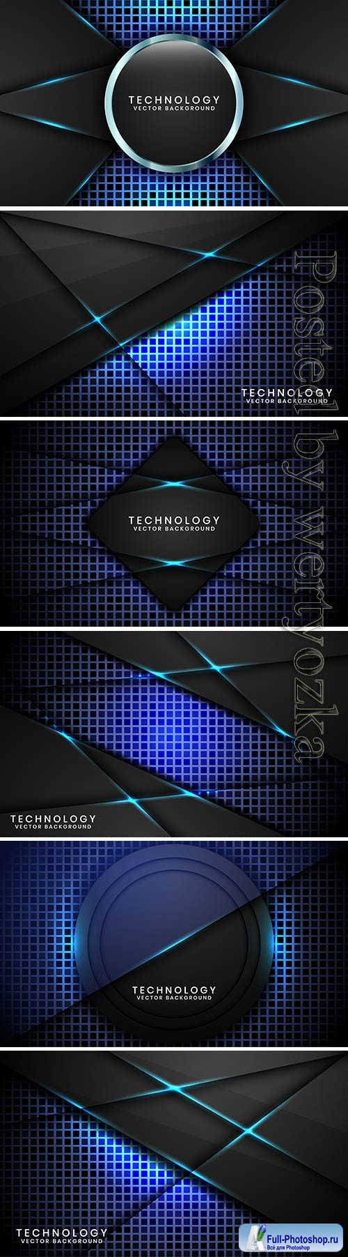 Abstract 3d black circle technology background with random square textured, overlap layers with blue light effect decoration