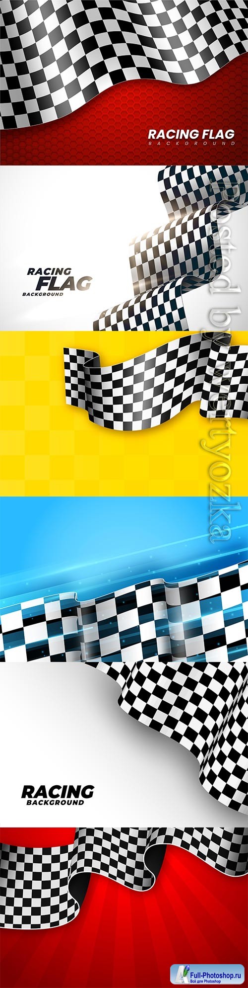 Realistic racing checkered flag vector background