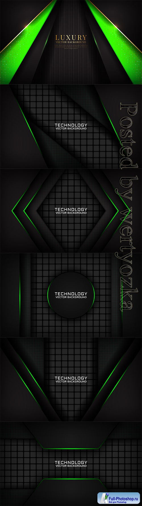 Abstract 3d black and green design technology background with light effect