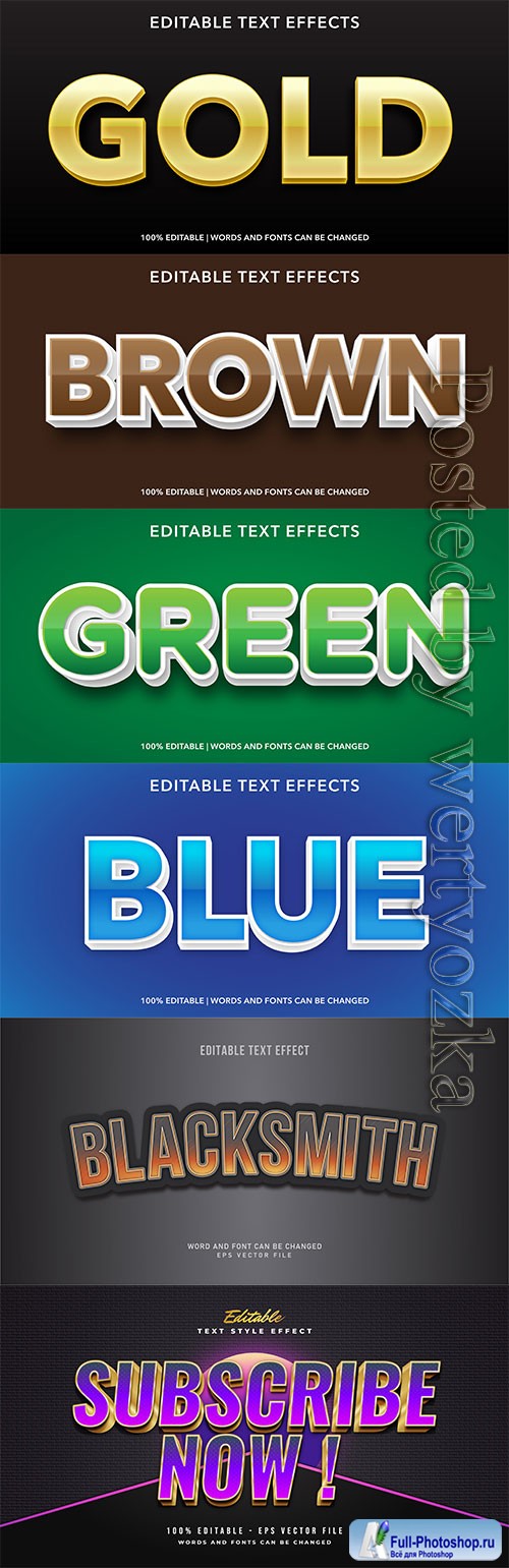 3d editable text style effect vector vol 459