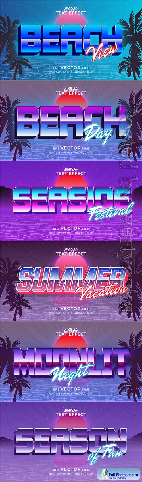 Text style effect, retro summer text in grunge style vol 6