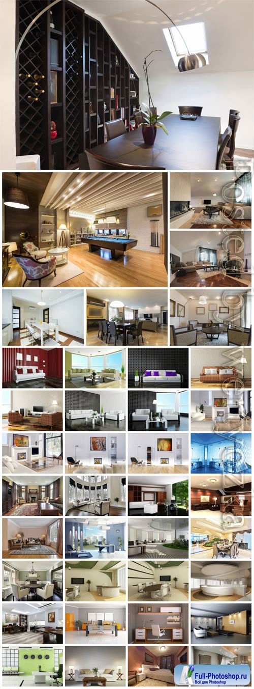 Set of modern home interior stock photo